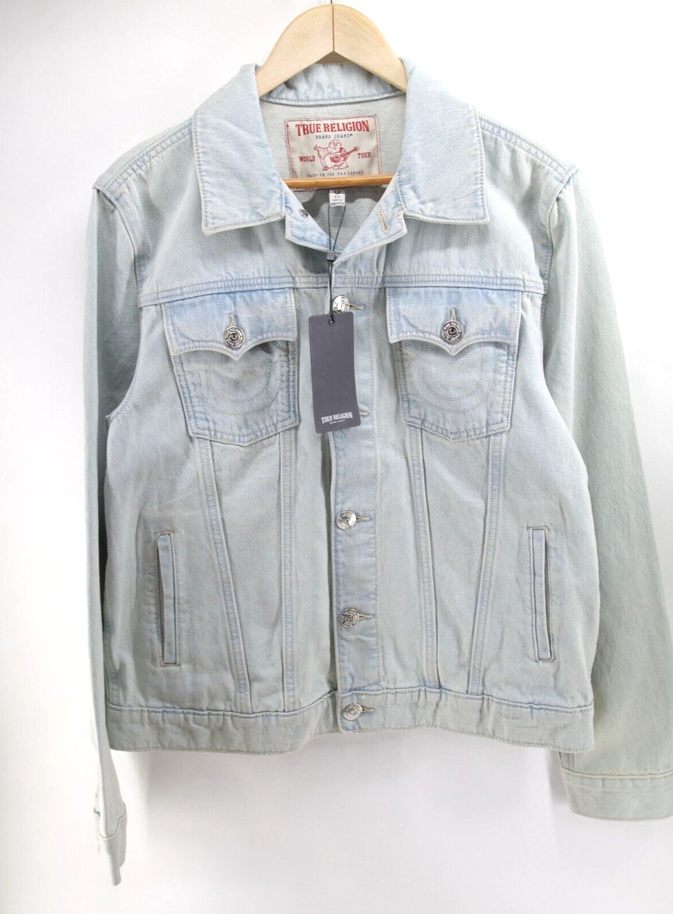 True Religion Mens Jesse SN Trucker‎ Jacket Light Blue Size Small NWT